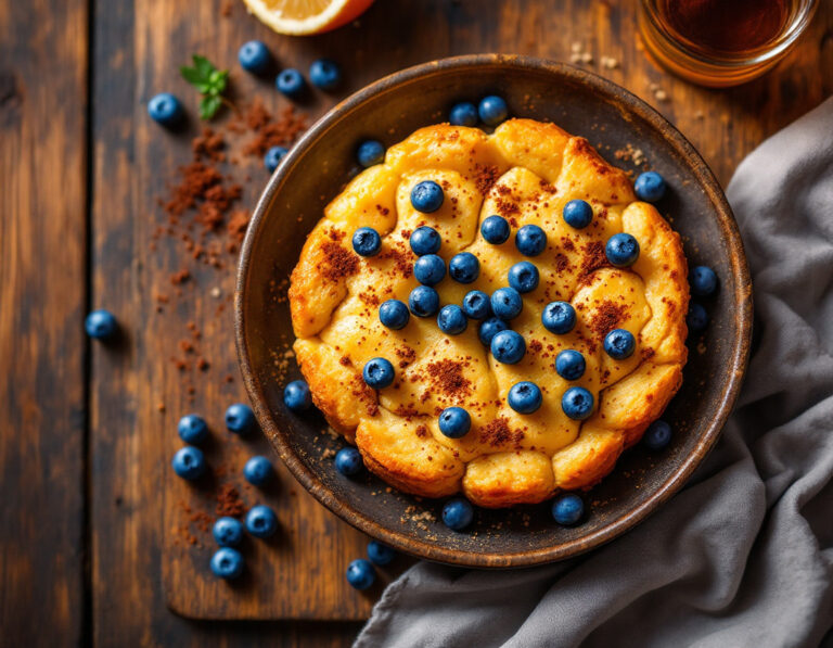 Budín de Croissant con Arándanos al Estilo Etíope | Receta Auténtica