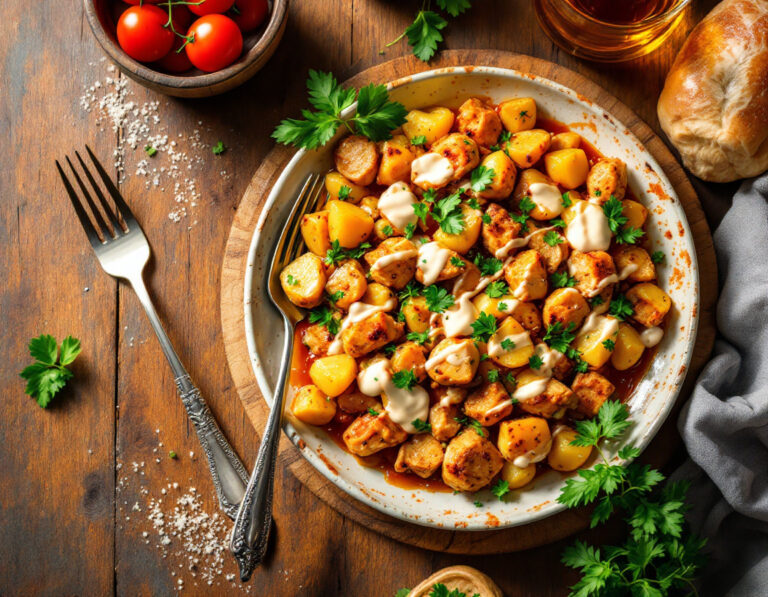 Cazuela Etíope de Pollo y Patatas Fritas