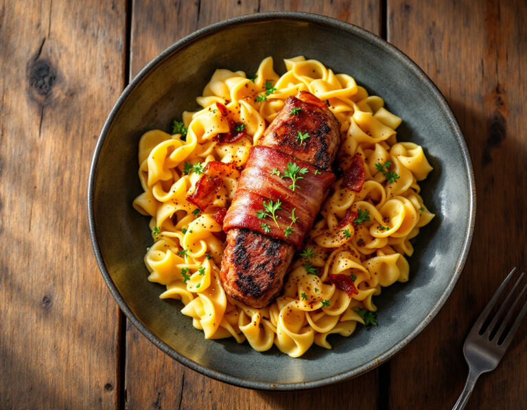 Receta de Solomillo Etíope en Costra de Bacon con Spätzle