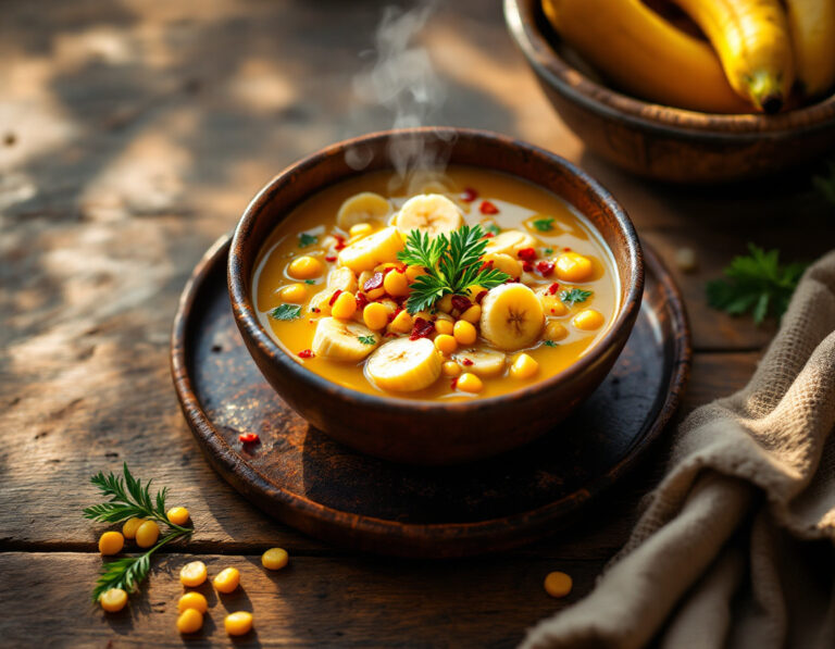 Sopa Africana de Plátano con Maíz y Chile Receta