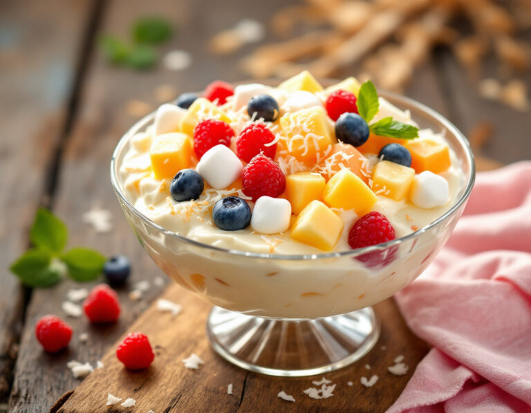 Receta de Ensalada Ambrosia – Ensalada de Frutas Estilo Americano
