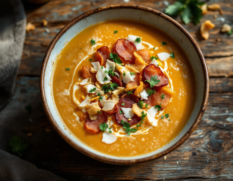 Sopa de Ajo de Oso con Guanciale y Gremolata de Coco Receta