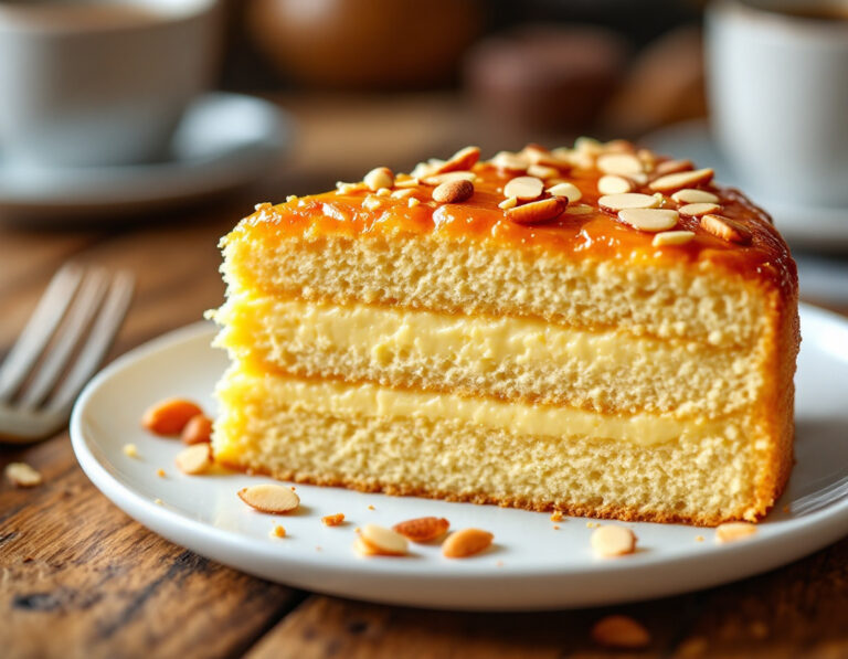 Receta Clásica de Bienenstich – Pastel Alemán de Almendras y Miel