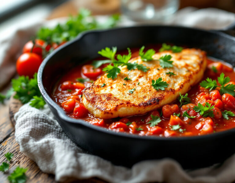 Pescado a la Sartén con Tomates Fundidos – Clásico Británico