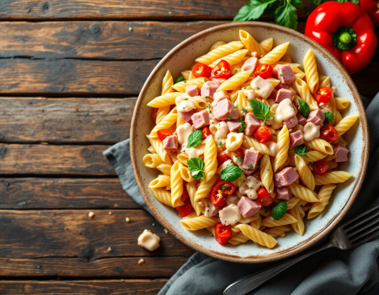 Ensalada de Pasta Americana Colorida – Cremosa y Deliciosa