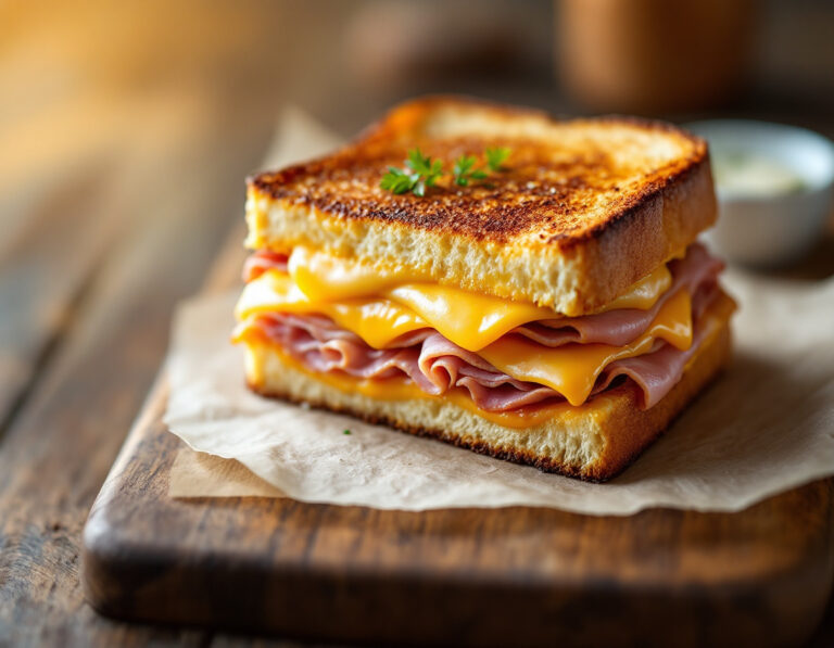Croque Monsieur Recipe - French Toasted Ham and Cheese Sandwich