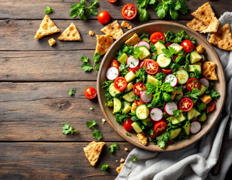 Receta Auténtica de Fattoush – Ensalada de Pan Libanesa