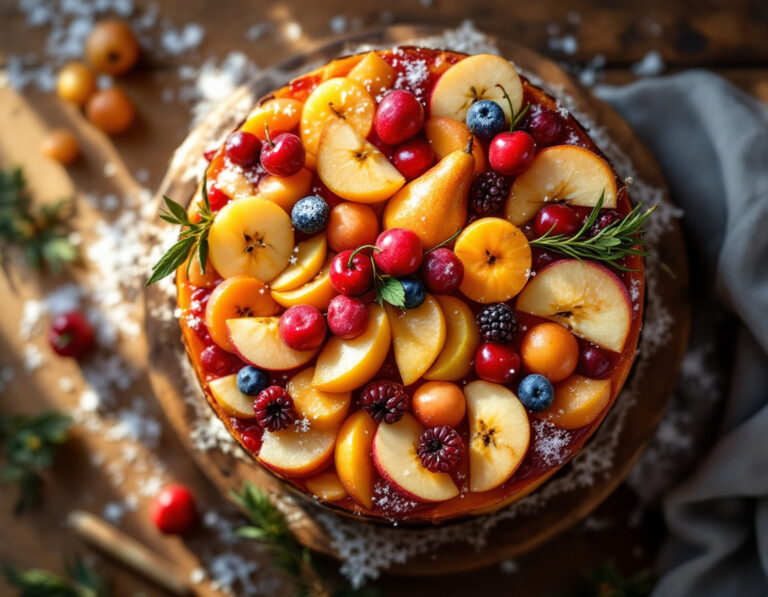 Receta de Pastel de Frutas Festivo con Mazapán