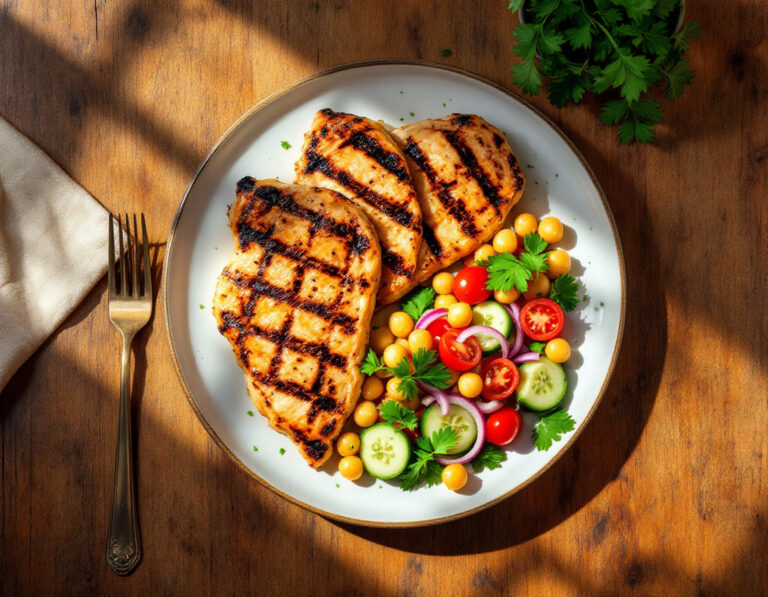 Pollo a la Parrilla con Ensalada de Garbanzos