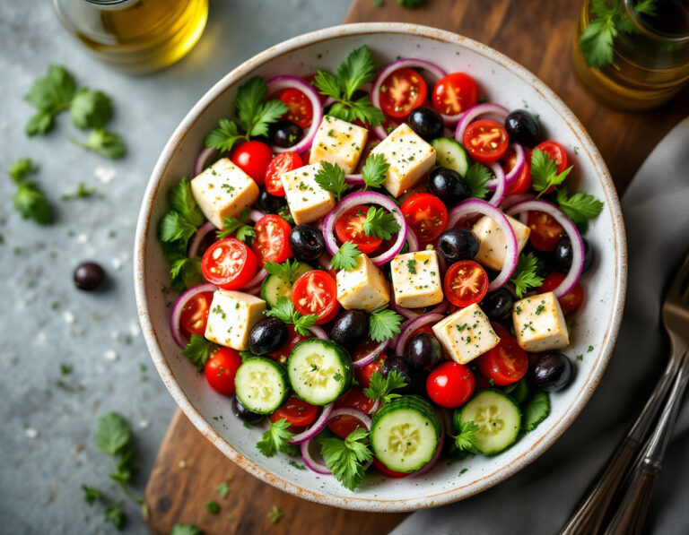 Ensalada griega – Auténtica y fresca (Vegana)