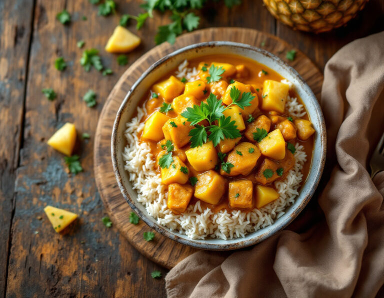 Curry de Pollo y Piña con Arroz | Receta Egipcia