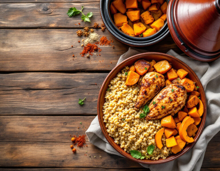 Pollo con Cuscús, Boniato y Calabaza