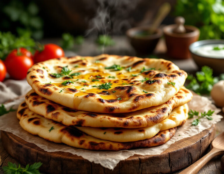 Receta de Pan Naan – Pan plano indio esponjoso casero (Vegano)