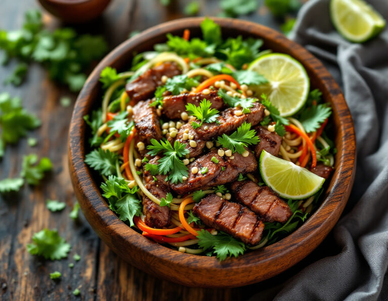 Receta de Nam Tok – Ensalada Tailandesa de Carne a la Parrilla