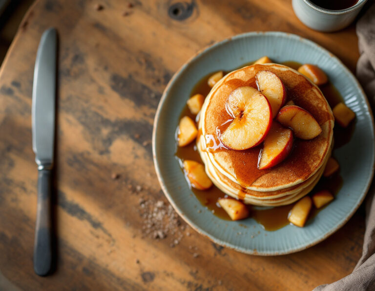 Pancakes with Sautéed Apples and Maple Syrup Recipe