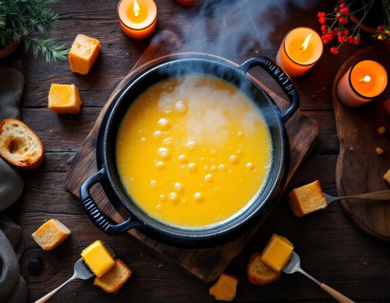 Receta de Fondue de Queso Suizo – Original de los Alpes