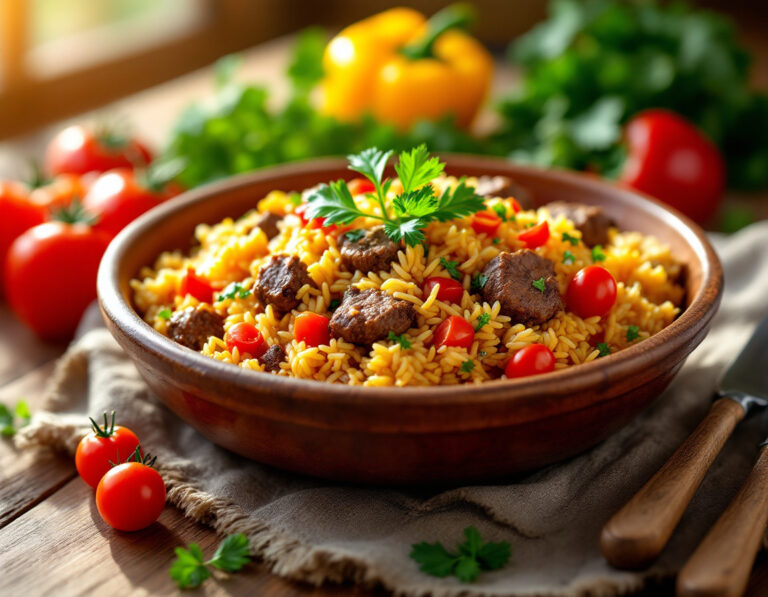 Receta serbia de arroz con carne – Djuvec auténtico