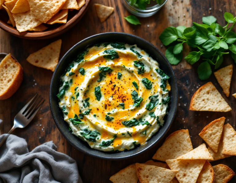 Receta de Dip de Espinacas y Alcachofas – Clásico Cremoso Americano