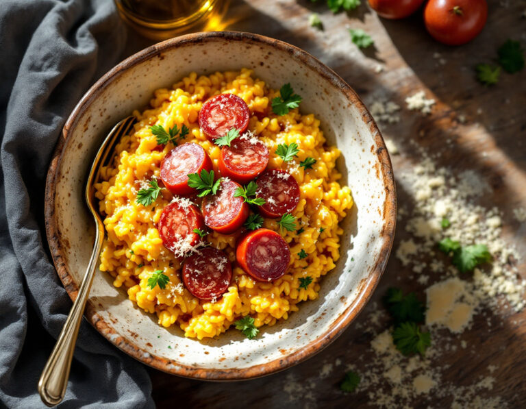 Savoy Cabbage Risotto - Spanish Style with Chorizo