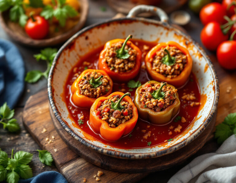 Ardei umpluți – Pimientos rellenos a la rumana