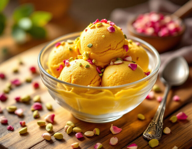 Receta de Bastani – Helado Persa con Agua de Rosas y Pistachos
