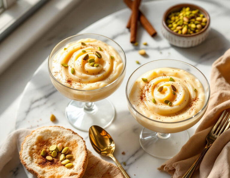 Receta de Malebi – Arroz con Leche Macedonio con Agua de Rosas