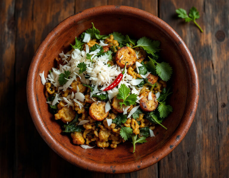 Receta de Mallung – Verduras de Hoja Tradicionales de Sri Lanka