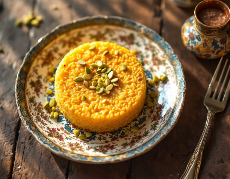 Pastel de Arroz Persa con Azafrán – Receta Auténtica