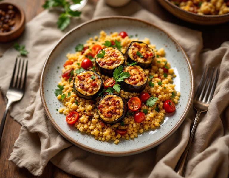 Stuffed Eggplant with Oriental Couscous Recipe