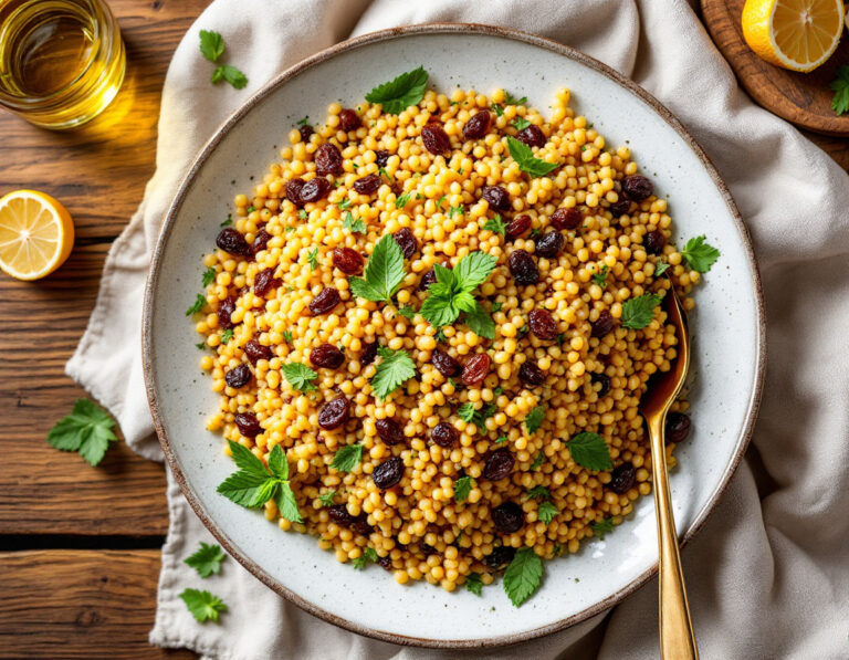 Moroccan Couscous Salad with Raisins and Mint Recipe