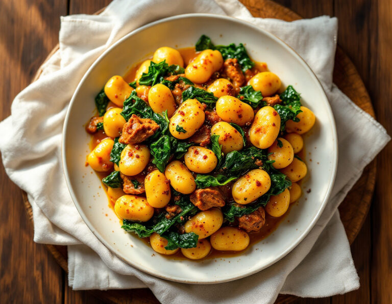 Ethiopian Gnocchi and Spinach Casserole with Chicken & Curry