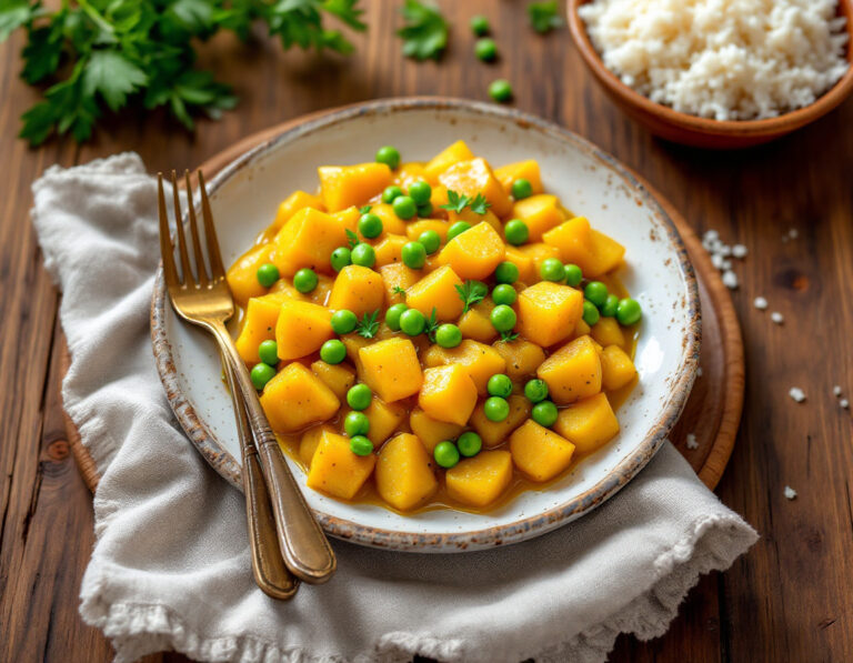 Potato Pea Curry Recipe – Aloo Matar Indian Style