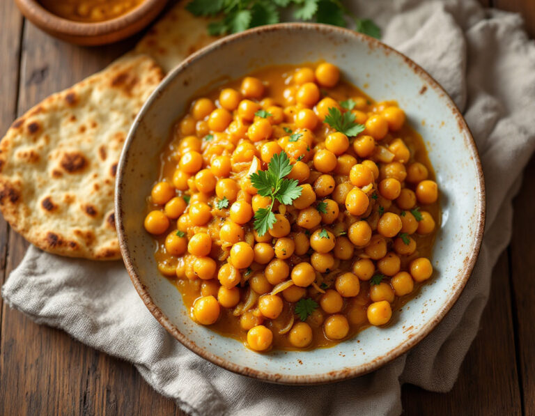 Chickpea Curry with Flatbread Recipe | Chana with Naan