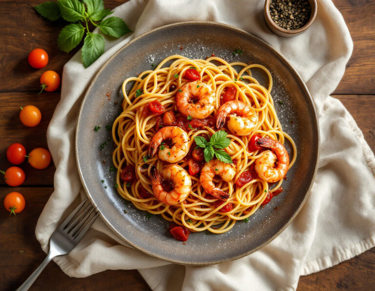 Spaghetti with Argentine Red Shrimp – Pan-Seared Recipe