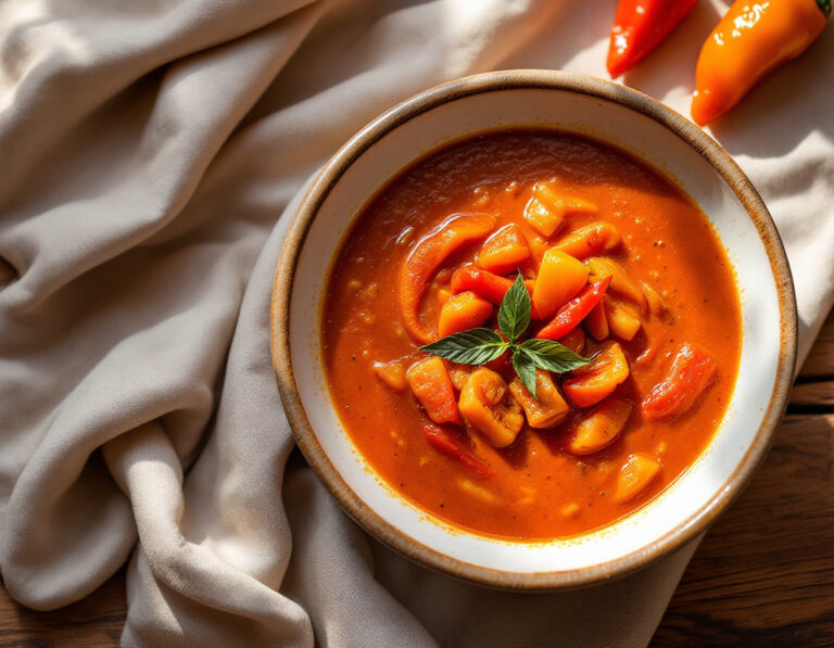 Sopa de Pimientos Morrones – Tex-Mex Roasted Red Pepper Soup