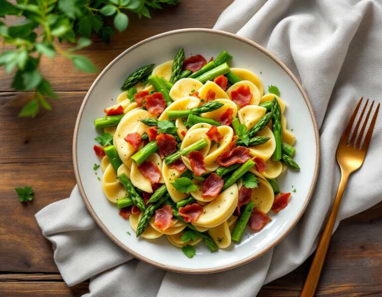 Knöpfle Salad with Asparagus & Bacon – Egyptian-Inspired