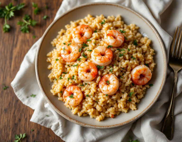 Freekeh Risotto with Shrimp | Argentine Style