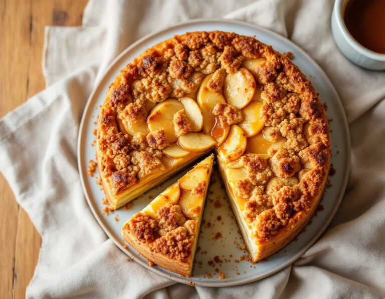 Japanese Cheese Apple Crumble Cake Recipe