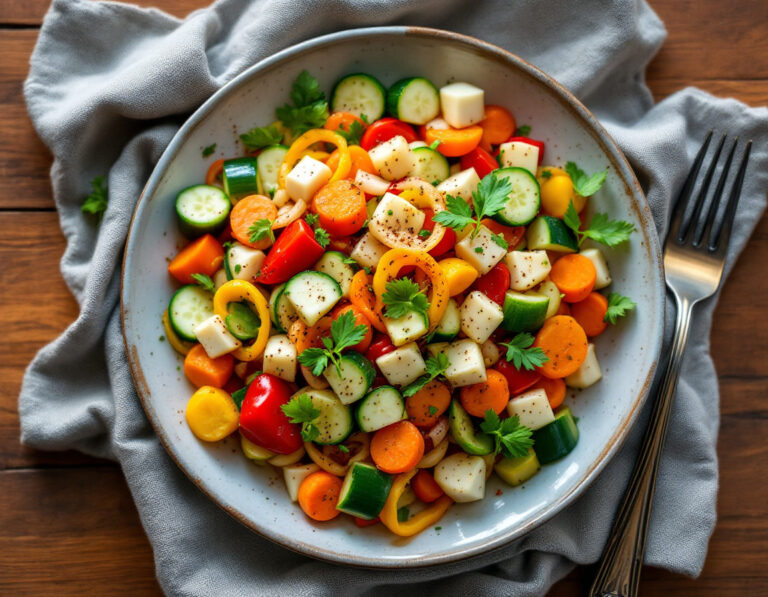 Leek, Bell Pepper, Carrot & Cucumber Salad with Berbere Spice