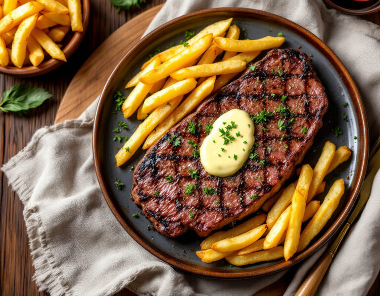 Vegas Cut with Herb Butter and French Fries Recipe
