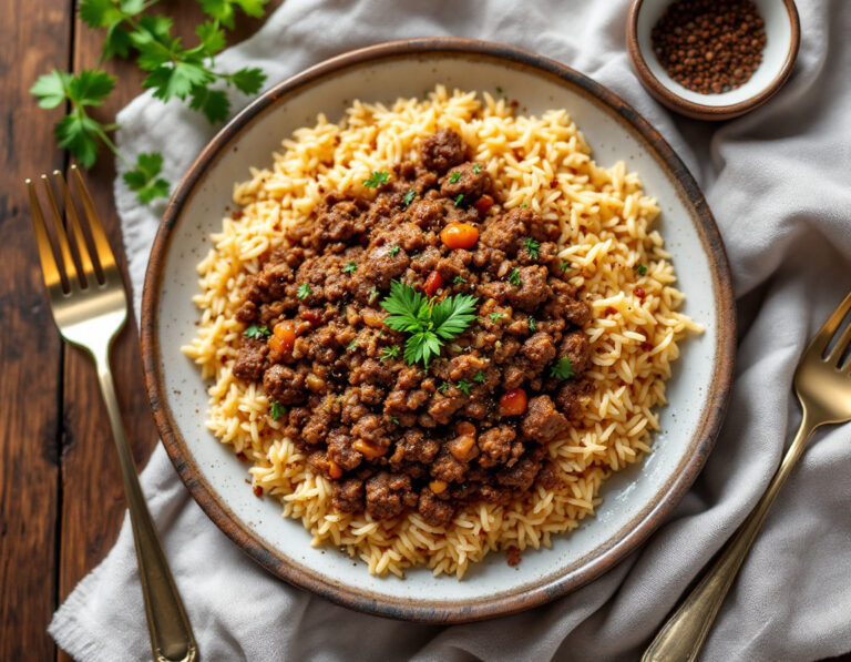 Arabic Ground Beef and Rice Skillet Recipe – Roz wa Laham
