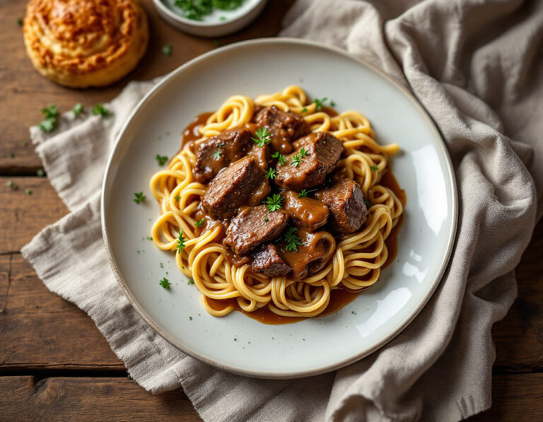 Beef Stroganoff with English Cobblers Recipe