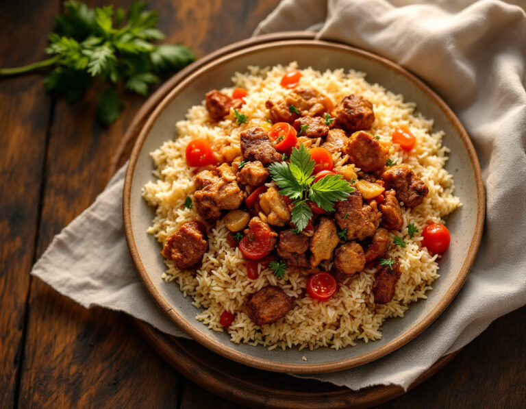 Fattah Bitingan Recipe – Egyptian Eggplant Rice