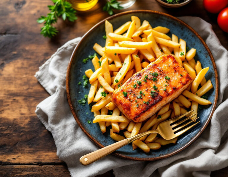 Pan-Fried Salmon with Home Fries Recipe – British Style