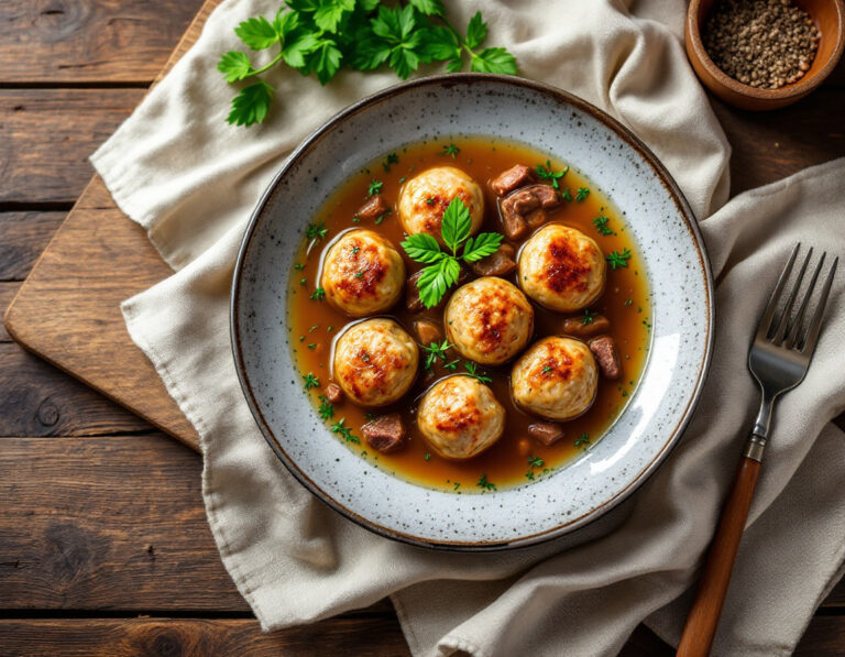 Clarified Beef Broth with Meatballs Recipe – Egyptian