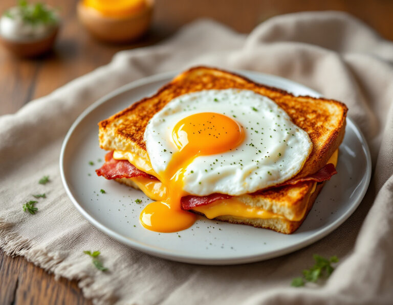 Grilled Cheese Sandwich with Bacon and Fried Egg Recipe