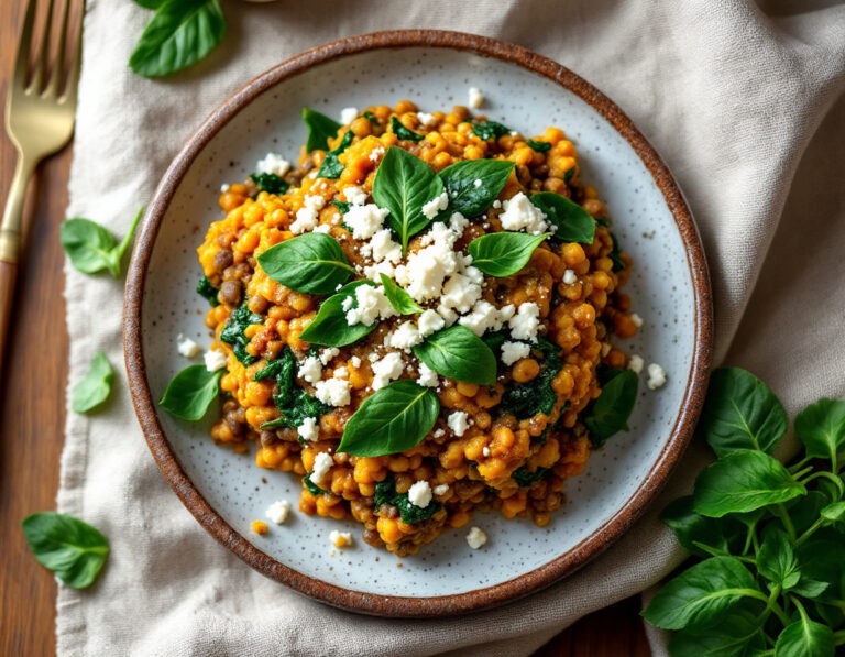 Lentil Casserole with Spinach and Feta Recipe – African