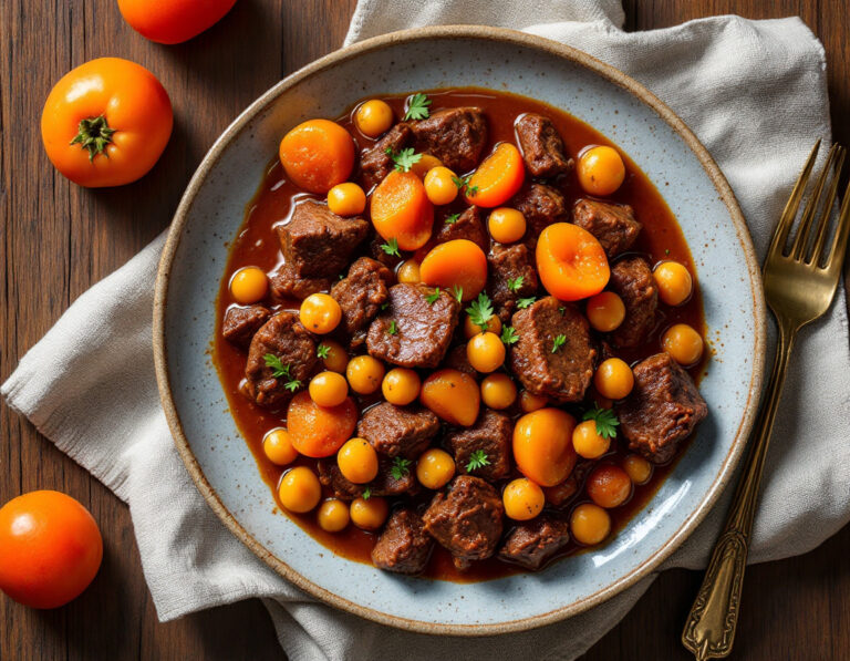 Ras el Hanout Beef Stew with Apricots and Chickpeas